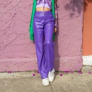 H&M Vibrant Purple Women's Faux Leather Pants